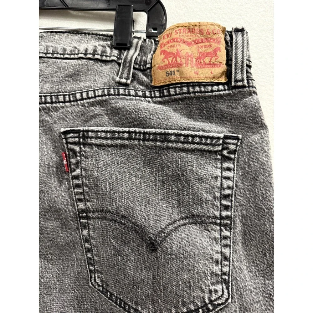 Levi's 541 Athletic Taper Men 42x36 Gray Acid Wash Denim Jeans